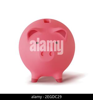 3d realistic moneybox in the form of pig isolated on white background, vector Stock Vector
