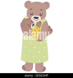 Mother with a baby bear in his arms, vector illustration Stock Vector