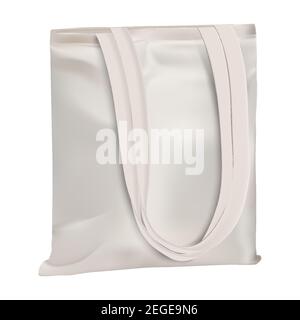 Eco bag mockup. Cotton canvas tote shopping template blank. Realistic fabric textile handbag for corporate identity. Reusable linen material ecobag fo Stock Vector