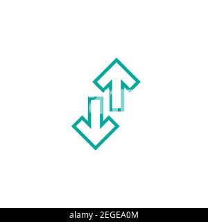 Flip Vertical vector icon. Two blue opposite line arrows isolated on white. Flat icon. Exchange icon. Good for web and software interfaces. Flip flop Stock Vector