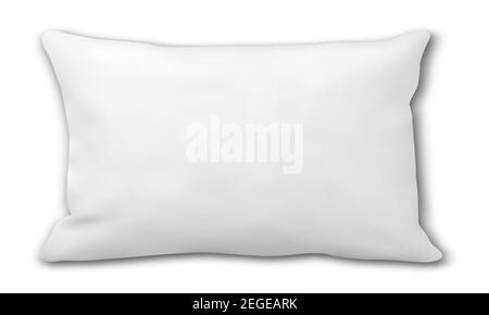 Pillow mockup. Rectangular bed cushion isolated blank. Fluffy cotton fabric 3d design. Realistic square sofa decoration product Stock Vector