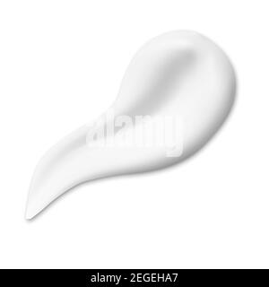 Cosmetic cream texture smear. Creamy drop swatch illustration. Realistic moisturizer gel or sunscreen lotion product swirl. Shave mousse brush stroke. Stock Vector