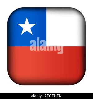 Glass light ball with flag of Chile. Squared template icon. Chilean national symbol. Glossy realistic cube, 3D abstract vector illustration Stock Vector