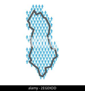 Albania population map. Country outline made from people figures Stock Vector
