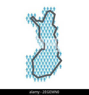 Finland population map. Country outline made from people figures Stock Vector