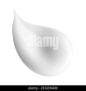 Cream texture stroke swatch. Beauty cosmetic lotion smear. Creamy foundation smudge sample. Drop shape facial skin blob illustration. Realistic face p Stock Vector