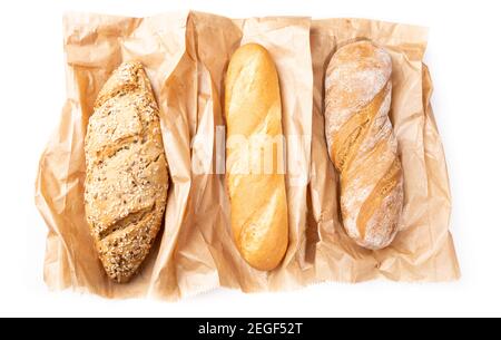 Freshly baked delicious bread, ciabatta. Homemade baked various baguette, whole wheat , oat and rye loaf. Healthy lifestyle, multi seeds, gluten free Stock Photo