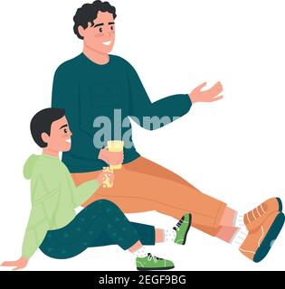 Family on picnic flat color vector detailed character Stock Vector