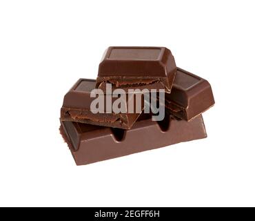 Chocolate  bar with chocolate filling isolated on white background. Candy bar. Stock Photo