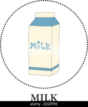 Realistic milk carton on white background - Vector illustration Stock Vector