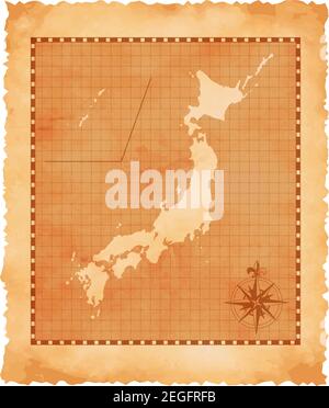 Old vintage Japan map vector illustration Stock Vector