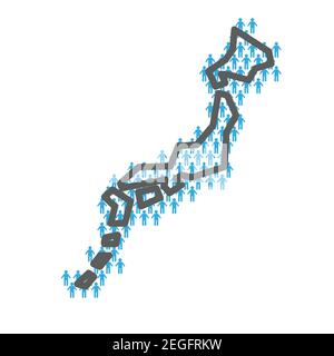 Japan population map. Country outline made from people figures Stock Vector