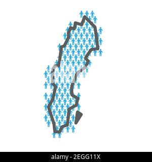 Sweden population map. Country outline made from people figures Stock Vector