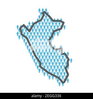 Peru population map. Country outline made from people figures Stock Vector