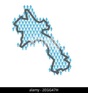 Laos population map. Country outline made from people figures Stock Vector