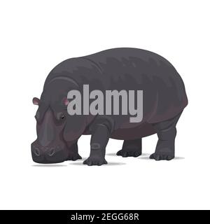 Hippopotamus animal icon. Vector isolated zoology flat design of African wild hippo for wildlife fauna and nature zoo or open season safari hunting cl Stock Vector