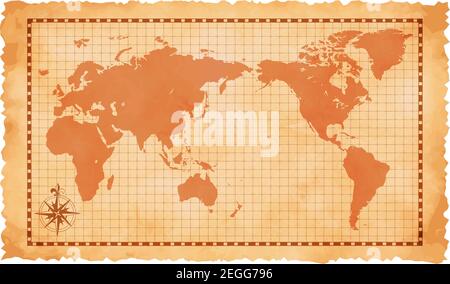 Old vintage world map vector illustration Stock Vector