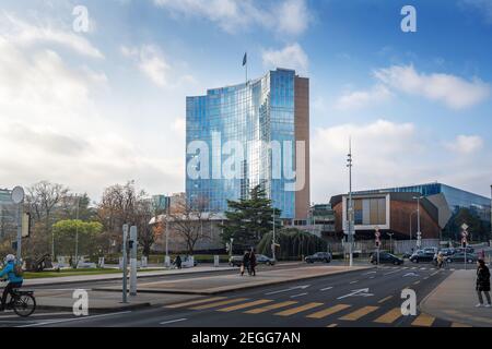 World Intellectual Property Organization (WIPO) New Building - United Nations specialized agency - Geneva, Switzerland Stock Photo