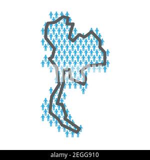 Thailand population map. Country outline made from people figures Stock Vector