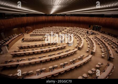 Conference Room at Palace of the Nations - United Nations Office - Geneva, Switzerland Stock Photo