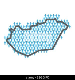 Hungary population map. Country outline made from people figures Stock Vector