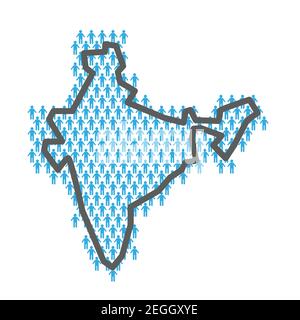 India population map. Country outline made from people figures Stock Vector