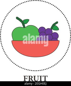 Realistic plate with fruits on a white background - Vector illustration Stock Vector