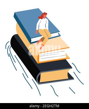 Obtaining knowledge and new skills from books Stock Vector