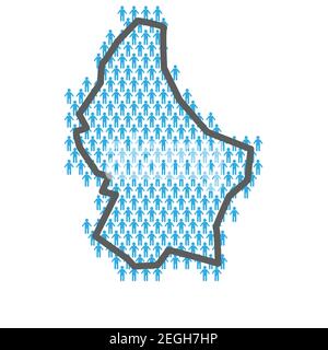 Luxembourg population map. Country outline made from people figures Stock Vector