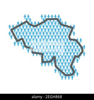 Belgium population map. Country outline made from people figures Stock Vector