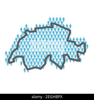 Switzerland population map. Country outline made from people figures Stock Vector