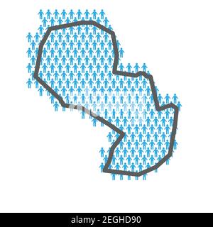 Paraguay population map. Country outline made from people figures Stock Vector