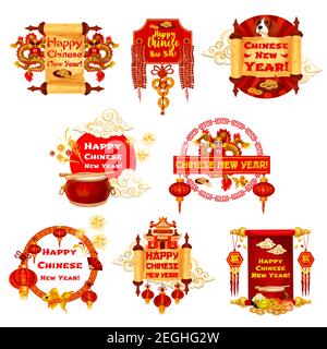 Chinese holiday, religion and national symbols line icons of vector China Lunar  New Year. Gold money