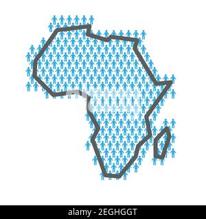 Africa population map. Country outline made from people figures Stock Vector