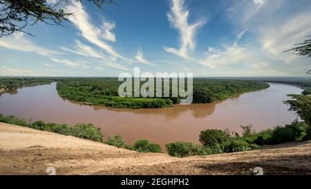 Omo river in Omo Valley, Omorate, Ethiopia Stock Photo