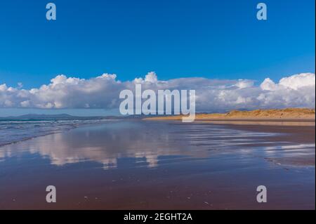 The Beach at Harlech North Wales on a clear winters day Stock Photo