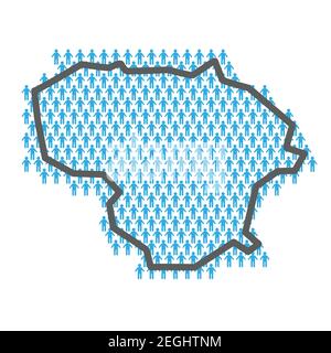 Lithuania population map. Country outline made from people figures Stock Vector