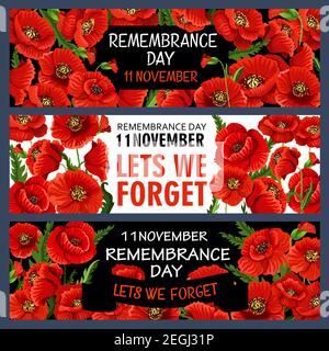 11 November Poppy Day or Remembrance day greeting card