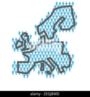 Europe population map. Country outline made from people figures Stock Vector