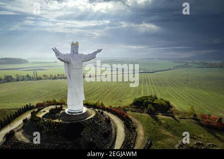 World's tallest statue of jesus Christ Pomnik Chrystusa Krola from Poland Stock Photo