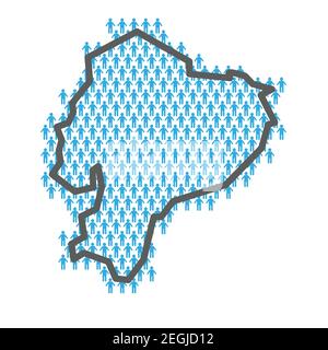 Ecuador population map. Country outline made from people figures Stock Vector