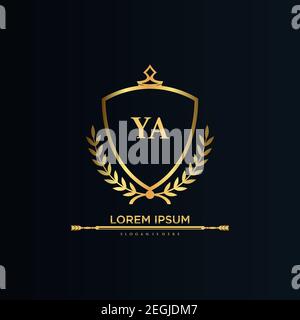 YA Letter Initial with Royal Template.elegant with crown logo vector, Creative Lettering Logo Vector Illustration Art. Stock Vector