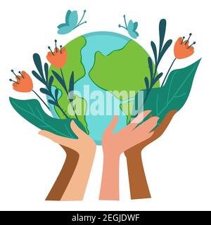 Ecological awareness and care for planet earth Stock Vector