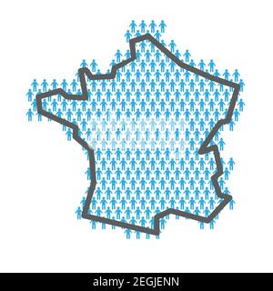 France population map. Country outline made from people figures Stock Vector