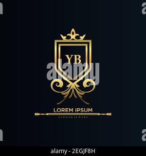 YB Letter Initial with Royal Template.elegant with crown logo vector, Creative Lettering Logo Vector Illustration Art. Stock Vector