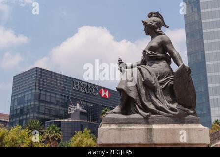 Mexico, Mexico City, August 26, 2012, Sculpture located at the feet of the Angel of Independence Stock Photo