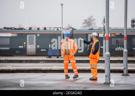 Photographs on the platforms at Bristol Temple Meads Station. Stock Photo