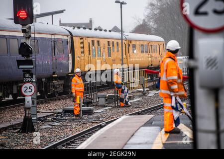 Photographs on the platforms at Bristol Temple Meads Station. Stock Photo