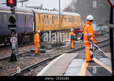 Photographs on the platforms at Bristol Temple Meads Station. Stock Photo