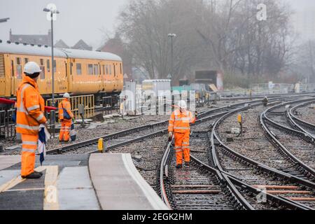 Photographs on the platforms at Bristol Temple Meads Station. Stock Photo